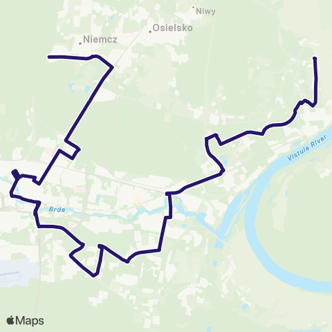ZDMiKP Bydgoszcz Łoskoń — Dworzec Leśne map
