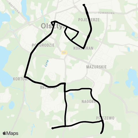 ZDZiT Olsztyn Dworzec Główny (pl. Konstytucji 3 Maja)-Dworzec Główny (Dworcowa) map