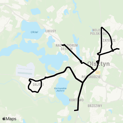 ZDZiT Olsztyn Dworzec Główny (pl. Konstytucji 3 Maja)-Dworzec Główny (Partyzantów) map