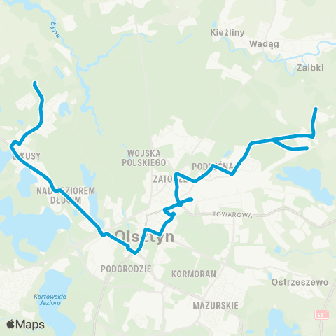 ZDZiT Olsztyn Track (Tracka)-Redykajny (Hozjusza) map