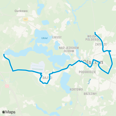 ZDZiT Olsztyn Dajtki (Zbożowa)-Jakubowo (Wojska Polskiego) map