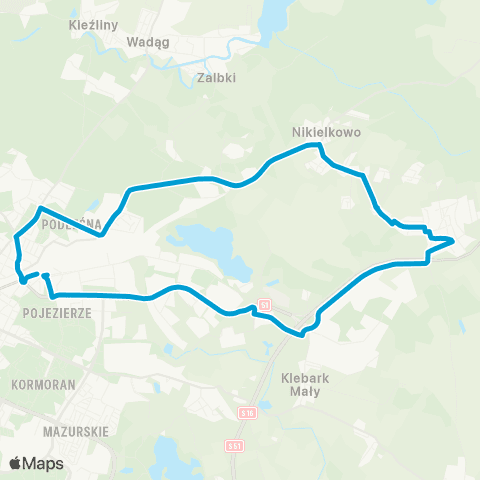ZDZiT Olsztyn Dworzec Główny (Dworcowa)-Dworzec Główny (Partyzantów) map