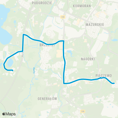 ZDZiT Olsztyn Pieczewo (Wilczyńskiego)-Stary Dwór (Słoneczna) map