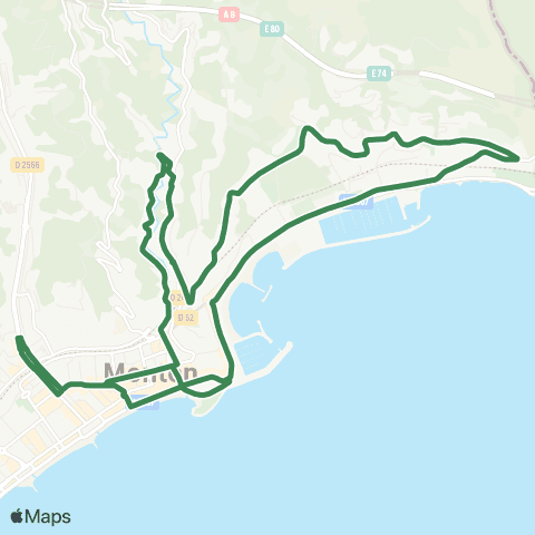 Zest Menton Gare rout. - Trabuquet - St-Louis - Marché - Gare rout. map