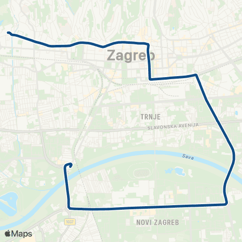 ZET Črnomerec - Sav.Most map