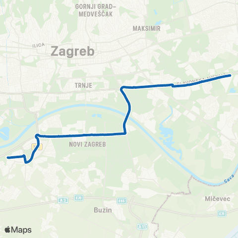 ZET Remetinec-Žitnjak map