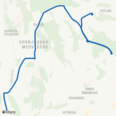 ZET Kaptol-Rebro-Kozjak map