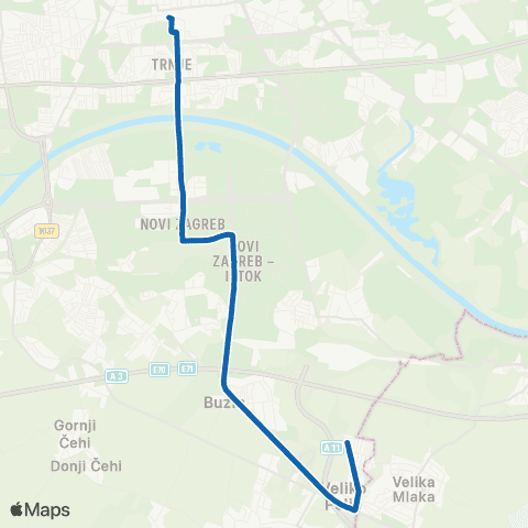 ZET Gl. Kolodvor-V.Polje map