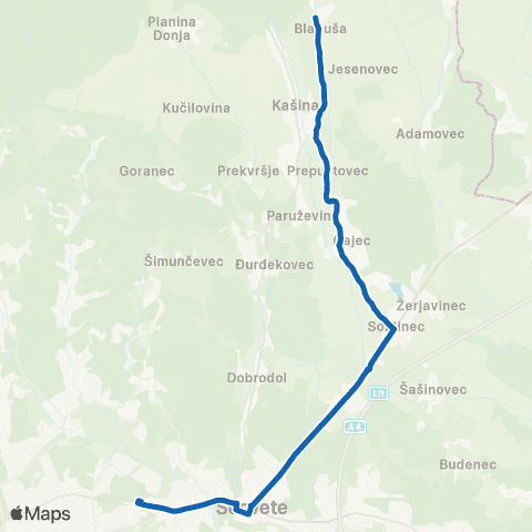 ZET Dubec-Blaguša map