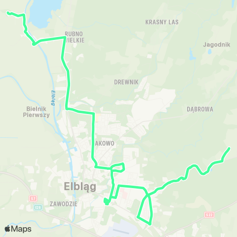 ZKM Elbląg Ogólna - Rubno - Nowakowo map