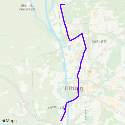 ZKM Elbląg Odrodzenia - Warszawska map