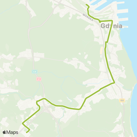 ZKM Gdynia Kacze Buki - Gdynia Dworzec Gł. PKP map