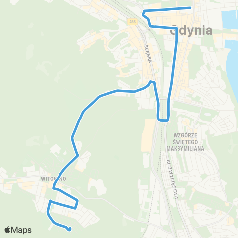 ZKM Gdynia Plac Kaszubski - Witomino Leśniczówka map