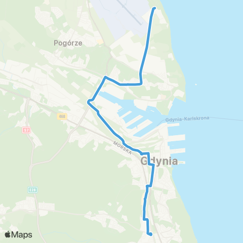 ZKM Gdynia Babie Doły - Redłowo SKM map