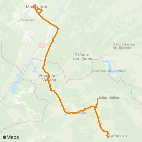 Zou - Réseau proximité La Verdiere - Manosque map