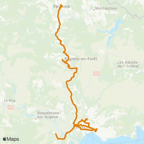 Zou - Réseau proximité Fayence - St Raphael map