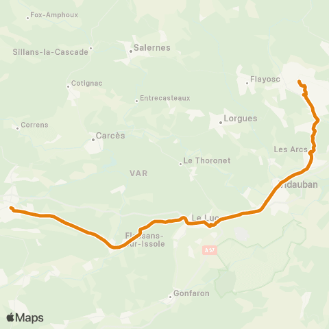 Zou - Réseau proximité Brignoles - Draguignan map