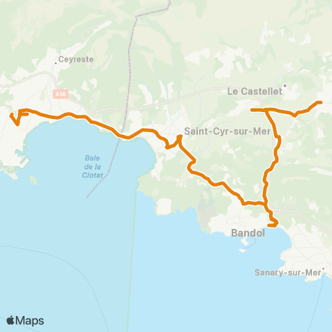 Zou - Réseau proximité Le Beausset - la Ciotat map