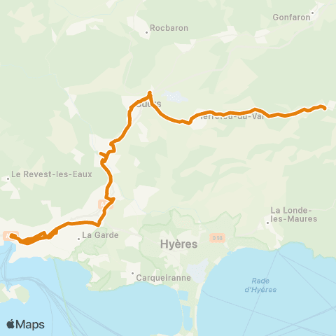 Zou - Réseau proximité Collobrieres - Toulon map
