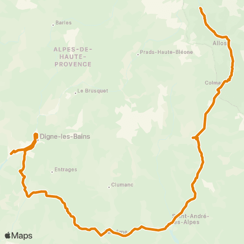 Zou - Réseau proximité La Foux d'Allos - St André les Alpes map