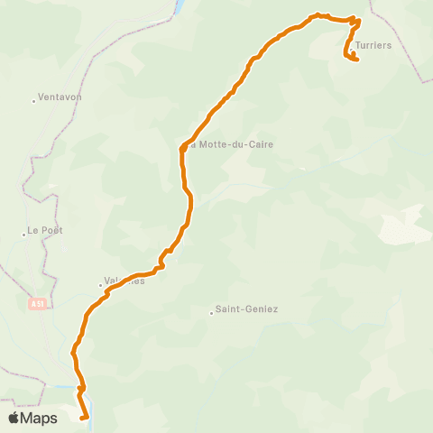 Zou - Réseau proximité Turriers - Sisteron map