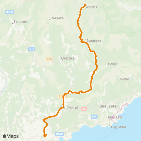 Zou - Réseau proximité Nice - Peille - l'Escarene map