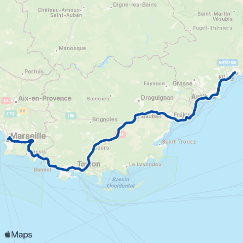 TER Zou! (Provence-Alpes-Côte d'Azur) Nice - Marseille map