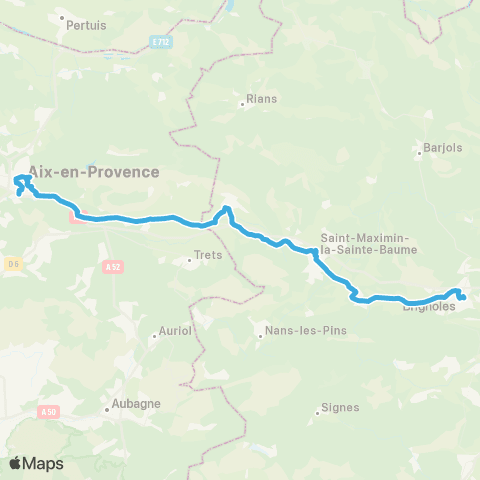 Zou Réseau express Brignoles - Aix en Provence map