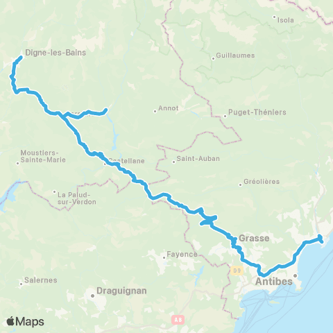 Zou Réseau express Nice - Digne map