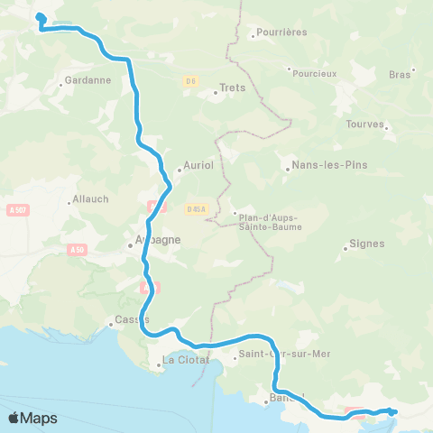 Zou Réseau express Aix-en-Provence - Toulon map