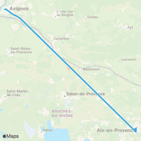 Zou Réseau express Avignon - Aix en Provence map