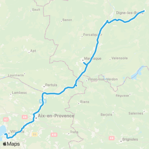 Zou Réseau express Digne - Aéroport Marseille Pce map