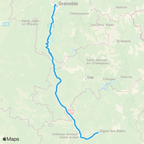 Zou Réseau express Digne - Grenoble map