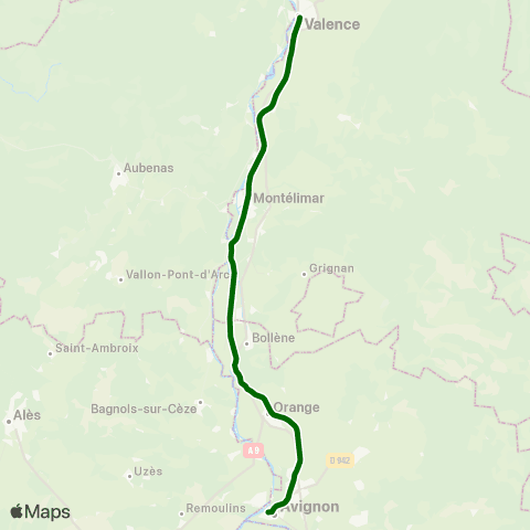 Zou Réseau express Valence - Avignon - Marseille map