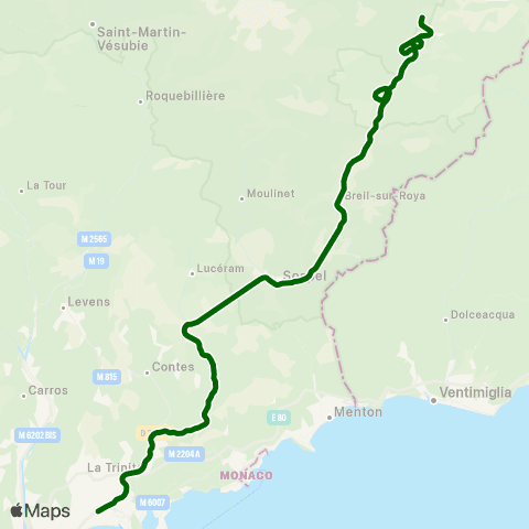 Zou Réseau express Nice - Breil sur Roya - Tende map