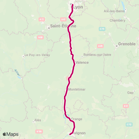 Zou Réseau express Lyon Part Dieu - Avignon map