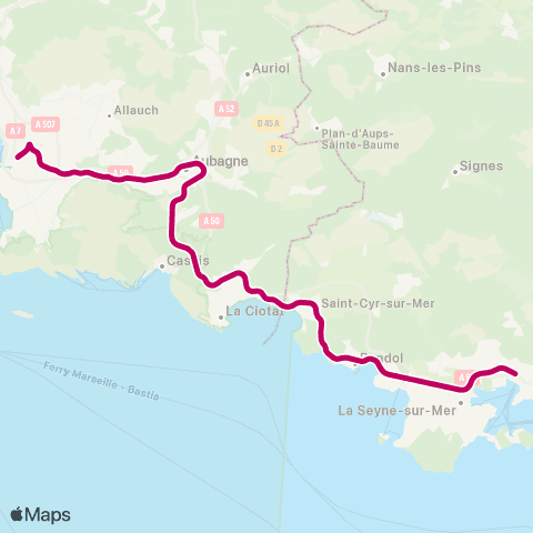 Zou Réseau express Marseille - Toulon - les Arcs map