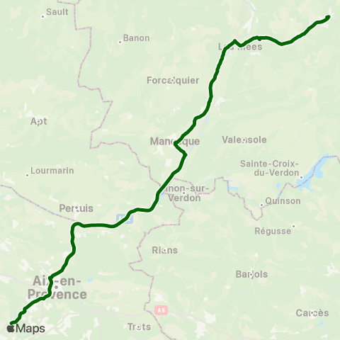 Zou Réseau express Digne - Manosque - Aix TGV map