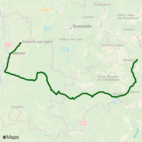 Zou Réseau express Romans - Valence - Gap - Briancon map