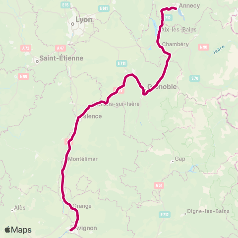 Zou Réseau express Valence - Annecy map