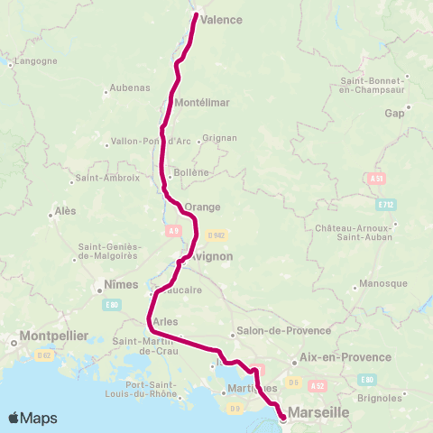 Zou Réseau express Valence - Marseille map