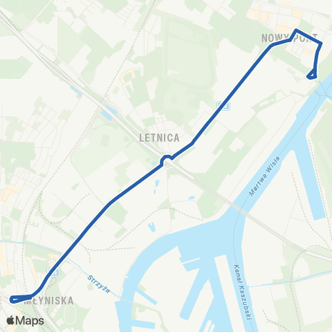 ZTM Gdańsk Nowy Port Szaniec Zachodni 1 - Politechnika SKM 4 map