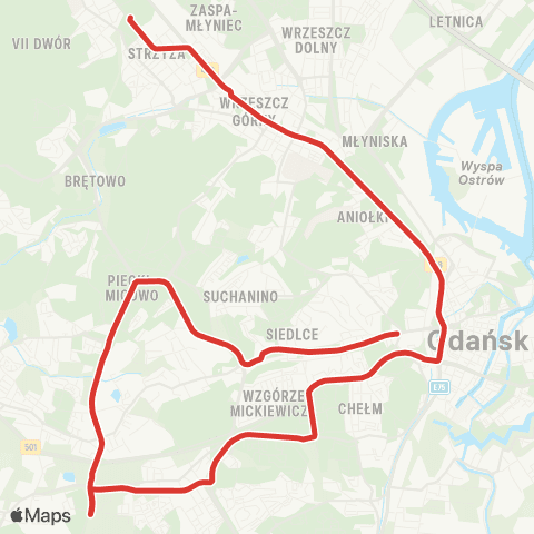 ZTM Gdańsk Ujeścisko 10-Powstańców Warszawskich 90 map