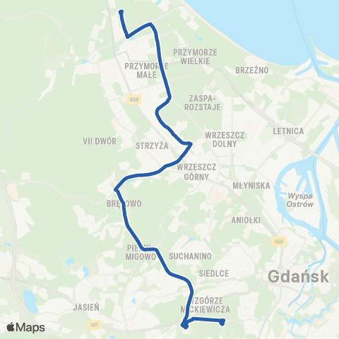 ZTM Gdańsk Żabianka SKM 3 - Chełm Witosa 3 map