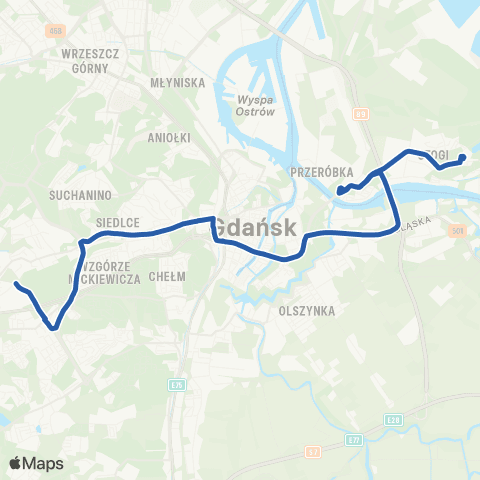 ZTM Gdańsk Stogi 8 - Cedrowa 1 map