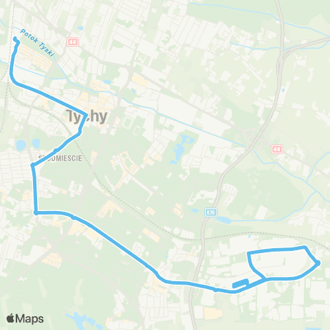Zarząd Transportu Metropolitalnego GZM Tychy towarowa - Tychy dworzec PKP map