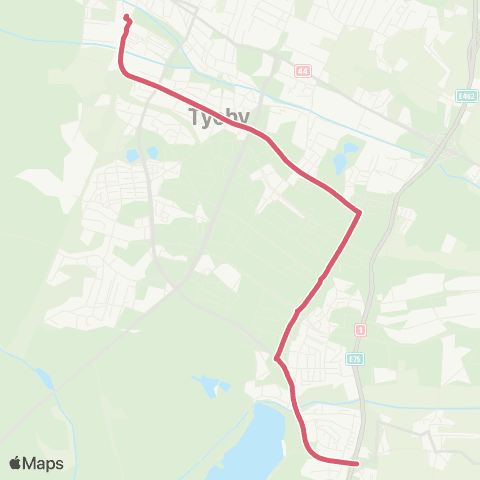 Zarząd Transportu Metropolitalnego GZM Tychy Sikorskiego wiadukt - Tychy dworzec PKP map