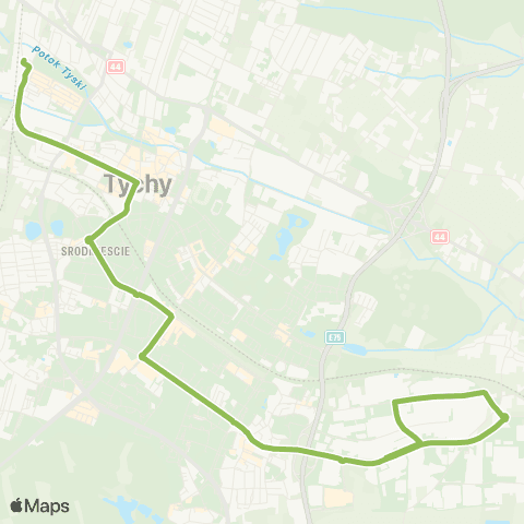 Zarząd Transportu Metropolitalnego GZM Tychy towarowa - Tychy dworzec PKP map