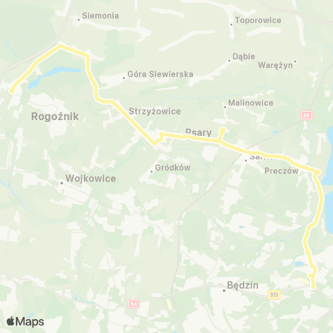 Zarząd Transportu Metropolitalnego GZM Dąbrowa Górnicza dworzec PKP - Dobieszowice skrzyżowanie map