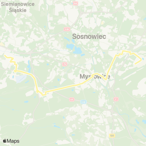 Zarząd Transportu Metropolitalnego GZM Katowice Sądowa - Bobrek Inwestycyjna pętla II map